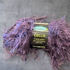 Sensations Cello Eyelash Yarn 1.75oz Dark Purple 54 Yards NEW‎